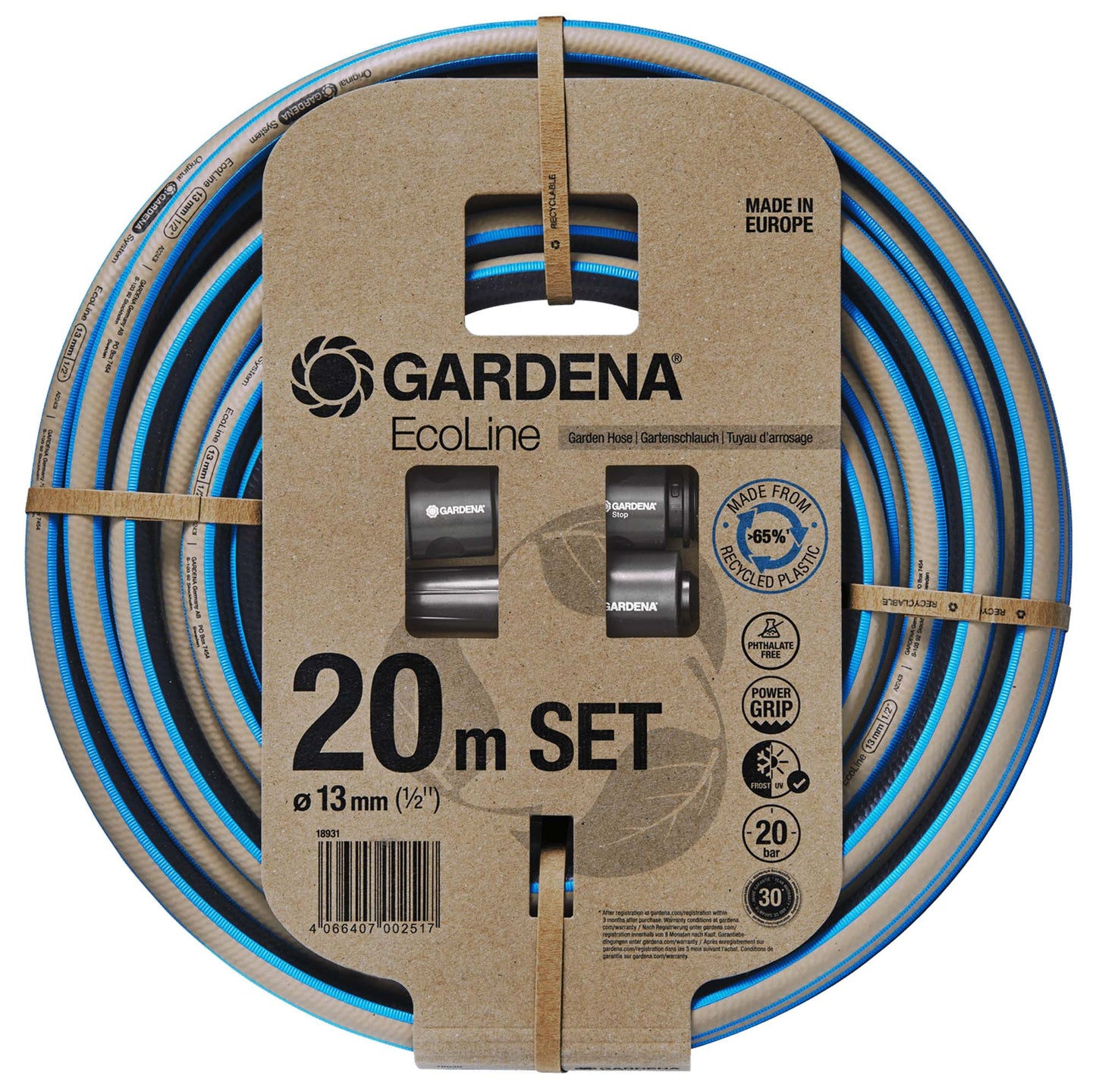 18931-20 Λάστιχο Gardena Ecoline 1/2" - 20m σετ με συνδέσμους & ακροφύσιο