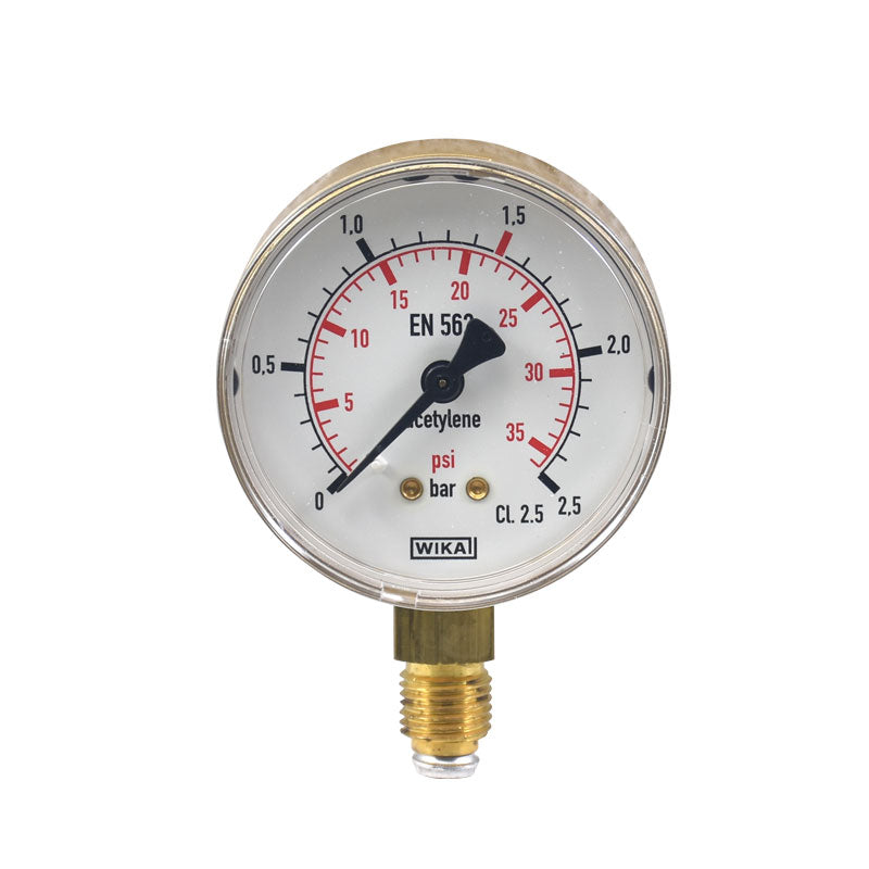 OXYTURBO: ΜΑΝΟΜΕΤΡΟ MAXY ΑΣΕΤΥΛΙΝΗΣ LP - Φ 63 mm - RANGE 0-2.5 bar - RED MARK 1.5 bar - G1/4 MALE - WIKA