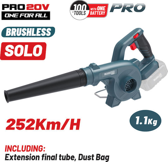 BORMANN Pro BBP5365 Φυσητήρας-Αναρροφητήρας Μπαταρίας 20V,Li-Ion,Ταχύτητα Αέρα 252km/h,SOLO