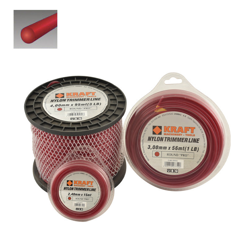 KRAFT: ΜΕΣΙΝΕΖΑ - ΝΗΜΑ ΚΟΠΗΣ ΣΤΡΟΓΓΥΛΟ ROUND ''PRO'' Φ 4.00mm ΣΥΣΚΕΥΑΣΙΑ 31 ΜΕΤΡΑ (450gr)