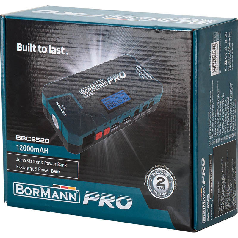 BORMANN Pro BBC8520 Εκκινητής & Power Bank 12000Mah/500Α
