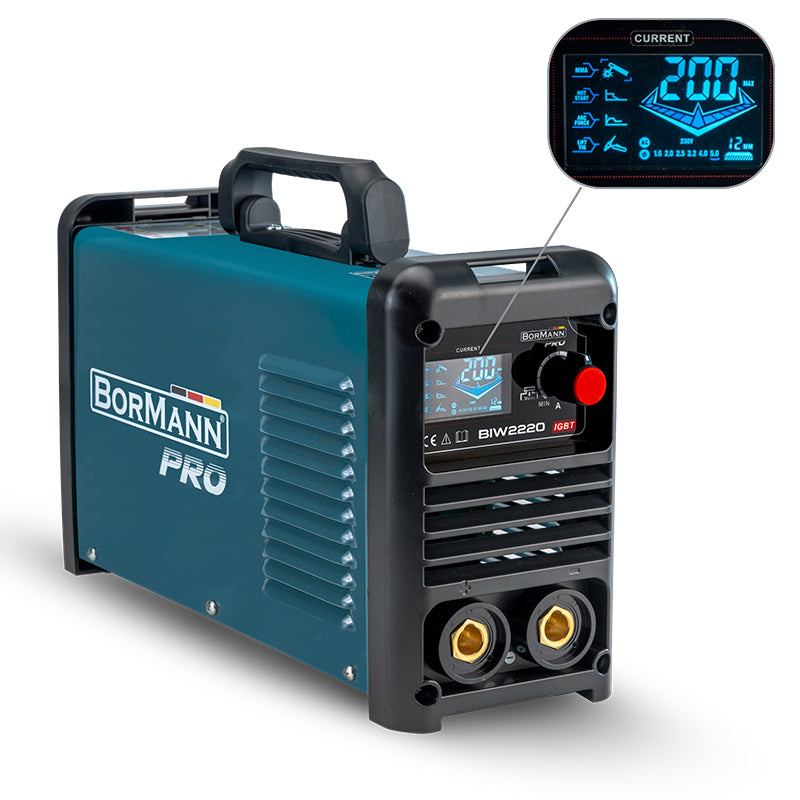 BORMANN Pro BIW2220 Ηλεκτροκόλληση Inverter Απόδοση 200Α/60%, Ψηφ.Οθόνης, Μεγ.Ηλεκτρόδιο 4mm