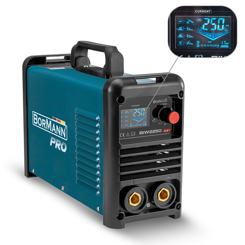 BORMANN Pro BIW2250 Ηλεκτροκόλληση Inverter Απόδοση 250Α/60%, Ψηφ.Οθόνης, Μεγ.Ηλεκτρόδιο 5mm