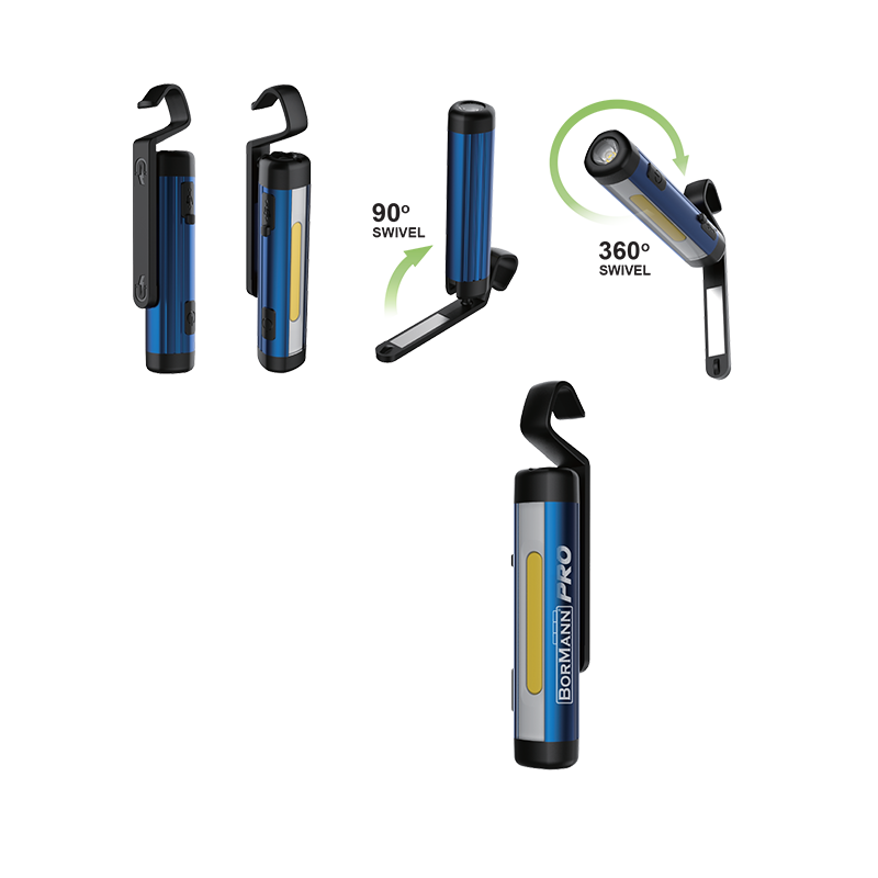 BORMANN Pro BPR6023 Φακός/Λάμπα Εργασίας Επαναφορτιζόμενος Led 250Lm, 360° Περιστροφή Κεφάλης