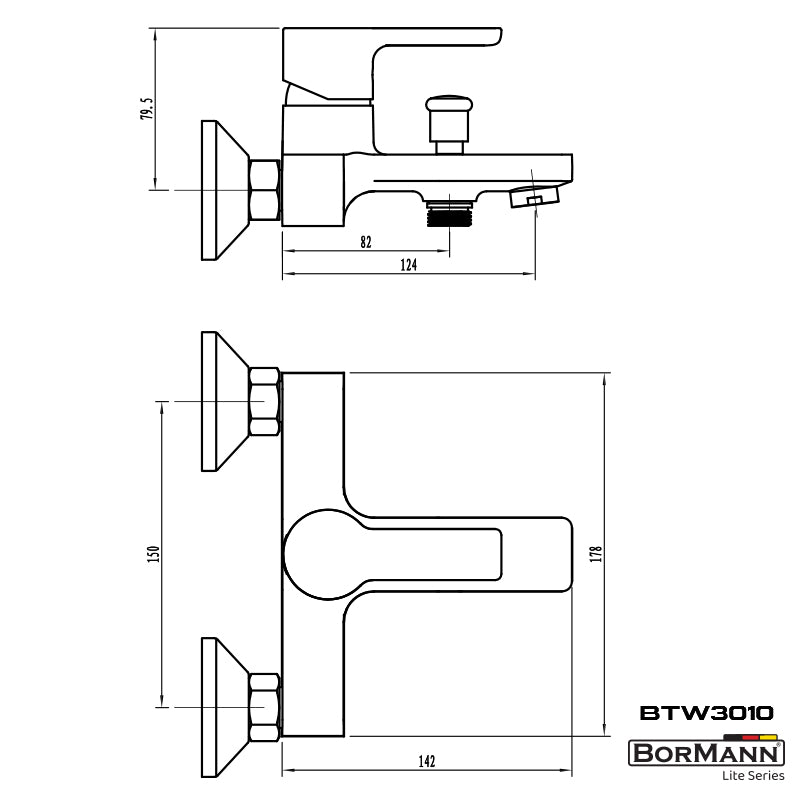 BORMANN ELITE BTW3010 Μπαταρία Μπάνιου "Avra" 35mm Αναμεικτική Με Σετ Ντους 1000G