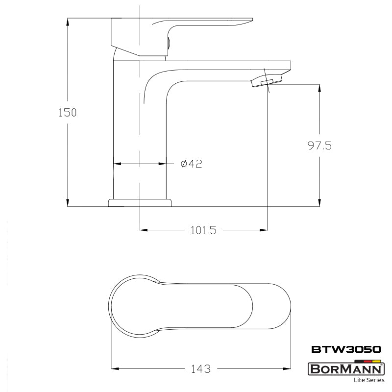 BORMANN ELITE BTW3050 Μπαταρία Νιπτήρα "Sierra" 35mm Αναμεικτική Με Pop Up 710G