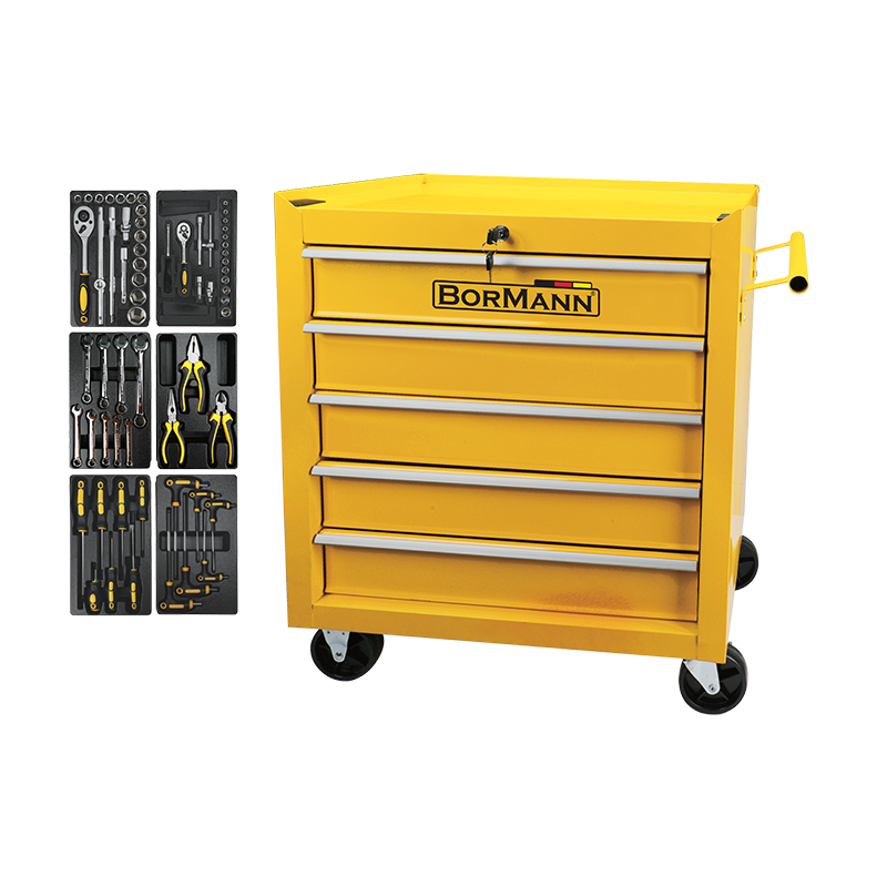 BORMANN BWR7100SET Εργαλειοφορέας 5 Συρτάρια Σετ 66 Εργαλεία Με Στοπ, Μ64xΠ36xΥ62cm