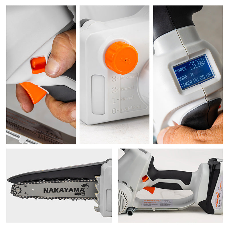 NAKAYAMA PRO EC1600 Κλαδευτικό Αλυσοπρίονο Μπαταρίας 21V, Brushless,Li-Ion, Λάμα 20cm, 1500gr