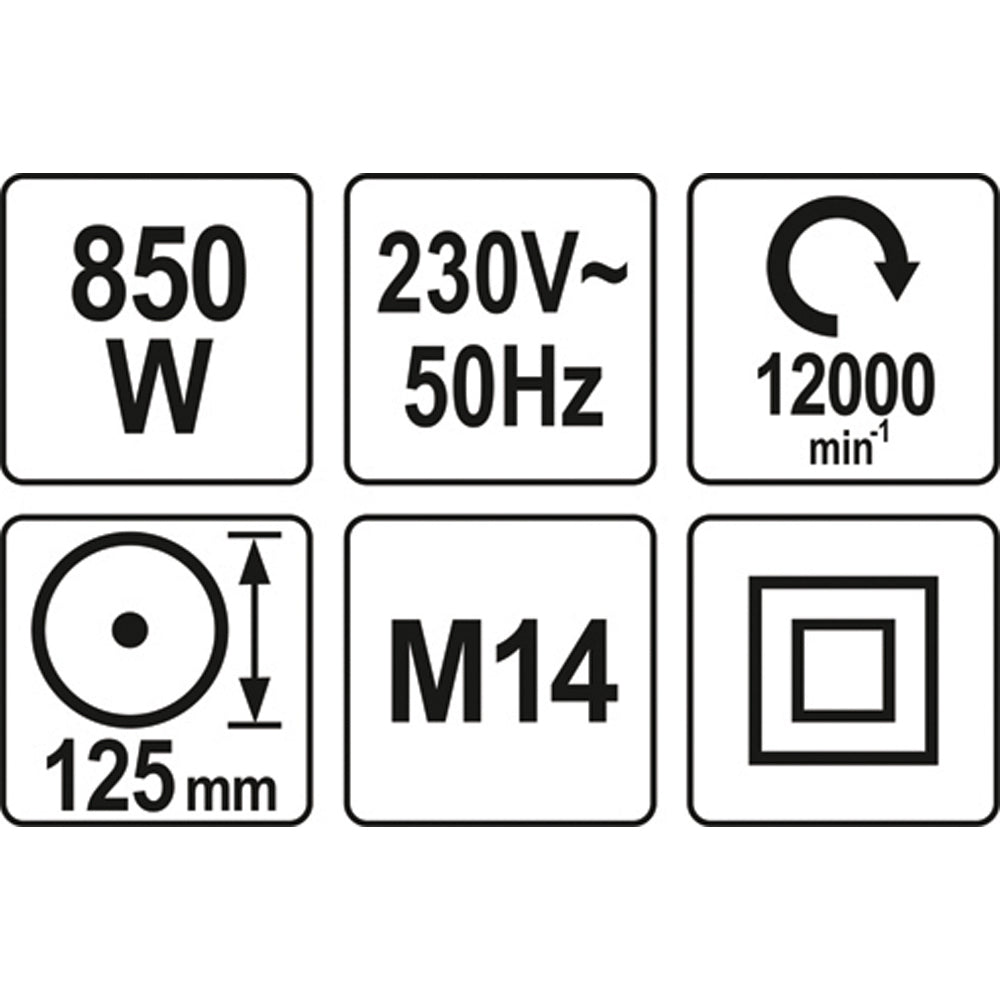 ΓΩΝΙΑΚΟΣ ΤΡΟΧΟΣ 850W 125MM YT-82097 20182097
