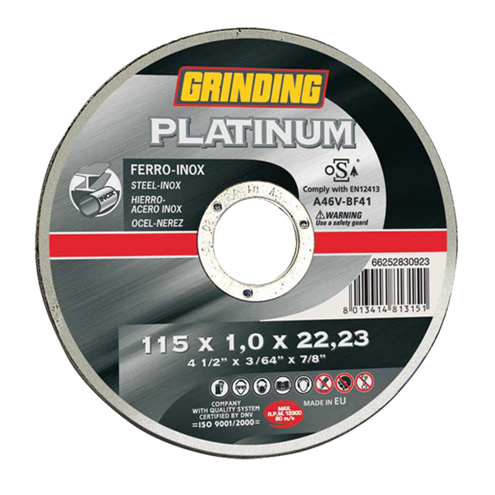 GRINDING ΔΙΣΚΟΣ ΚΟΠΗΣ ΙΝΟΧ PLATINUM - 115ΜΜ Χ 1,0ΜΜ Χ 22ΜΜ (25 ΤΕΜΑΧΙΑ) 5500311510