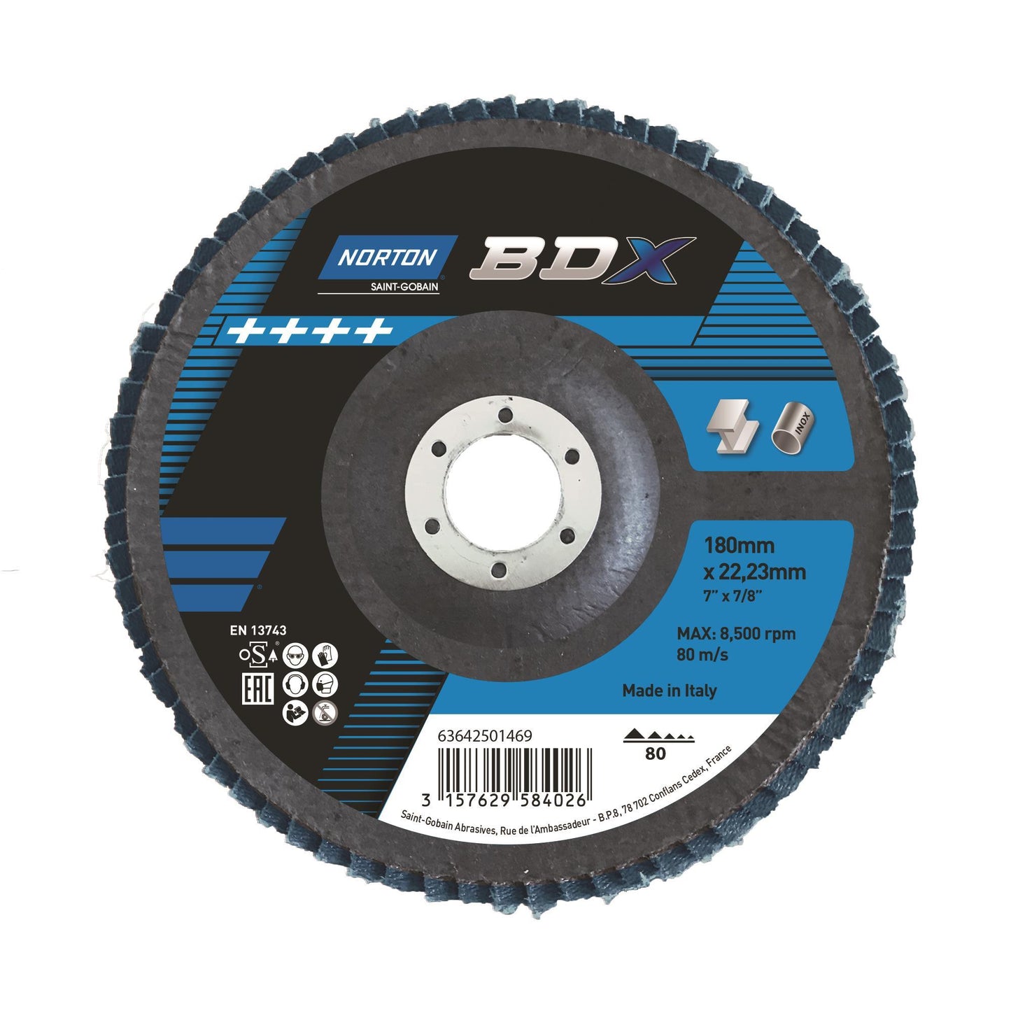 Πολύπτερο λειάνσεως 10τεμ.ατσαλιού 180Χ22 Νο80 63642501469