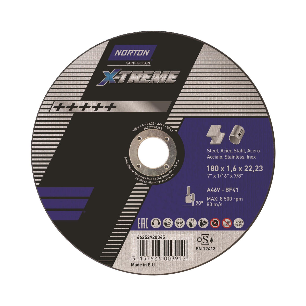 Δίσκος κοπής για inox-σιδηρου 25τεμ. Ίσιος X-TREME No180x1,6x22,3mm 66252920345