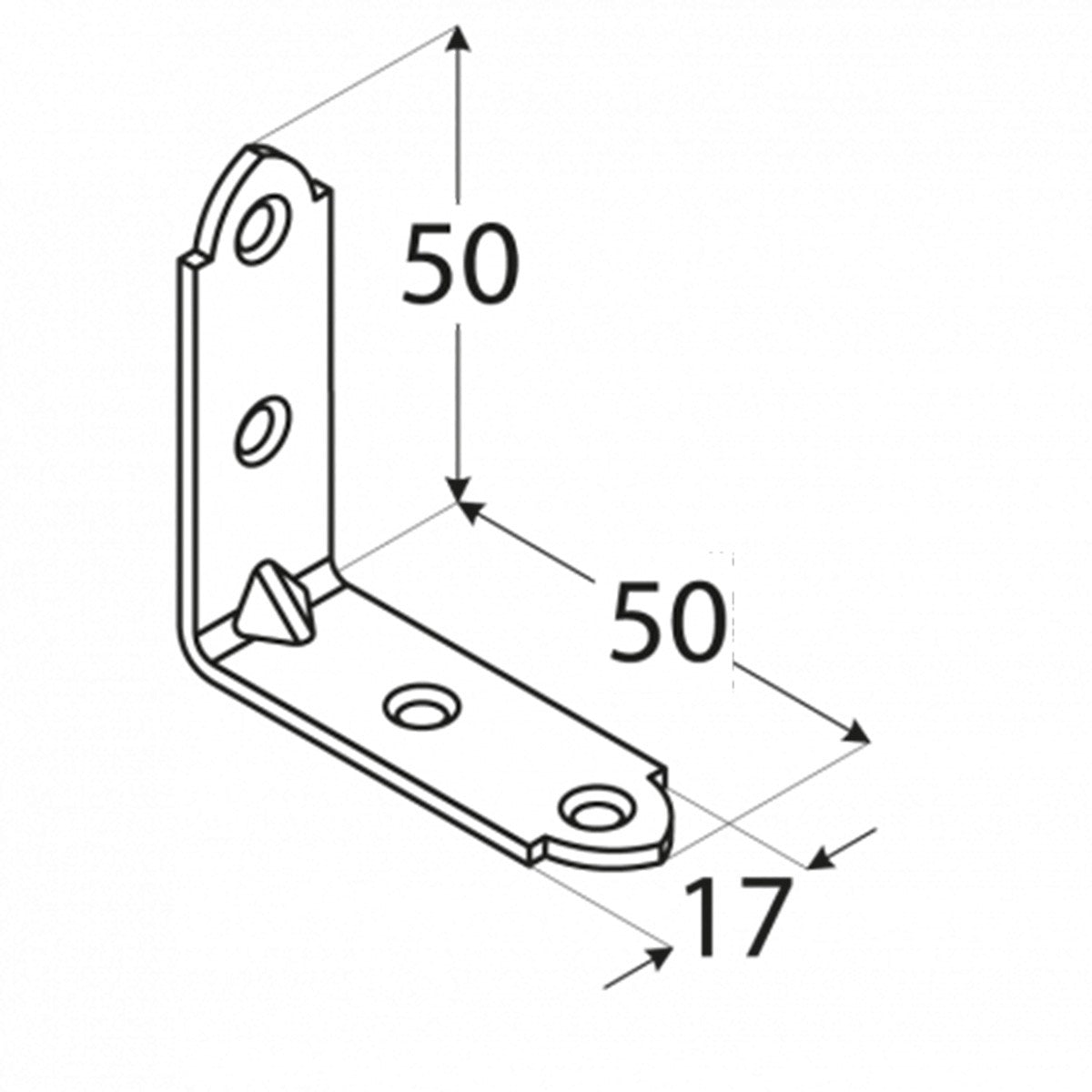 Γωνία σύνδεσης ξύλου 50x50x17mm Γωνία 50 x 50 x 17mm 4003