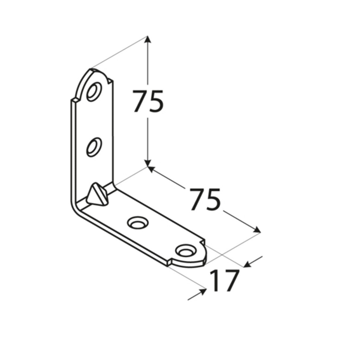 Γωνία σύνδεσης ξύλου 75 x 75 x 17mm Γωνία 75 x 75 x 17mm 4004