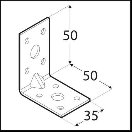 Γωνία σύνδεσης ξύλου 50 x 50 x 35mm Γωνία 50 x 50 x 35mm 4055