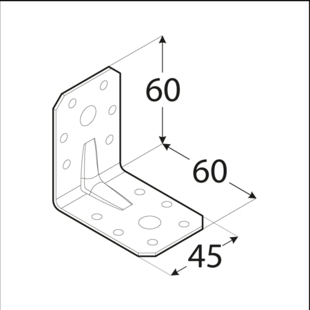 Γωνία σύνδεσης ξύλου 60 x 60 x 45mm Γωνία 60 x 60 x 45mm 4056