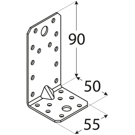 Γωνία σύνδεσης ξύλου 90 x 50 x 55mm Γωνία 90 x 50 x 55mm 4053