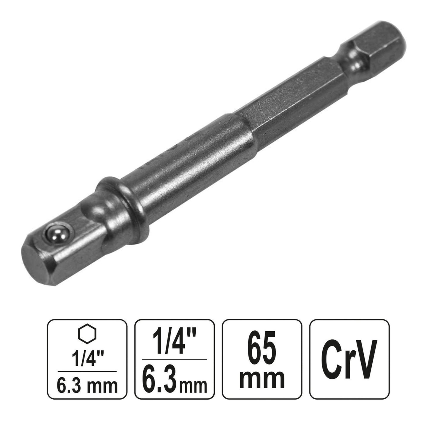 ΑΝΤΑΠΤΟΡΑΣ ΚΑΡΥΔΑKΙ HEX 1/4-65MM YT-04625 20004625