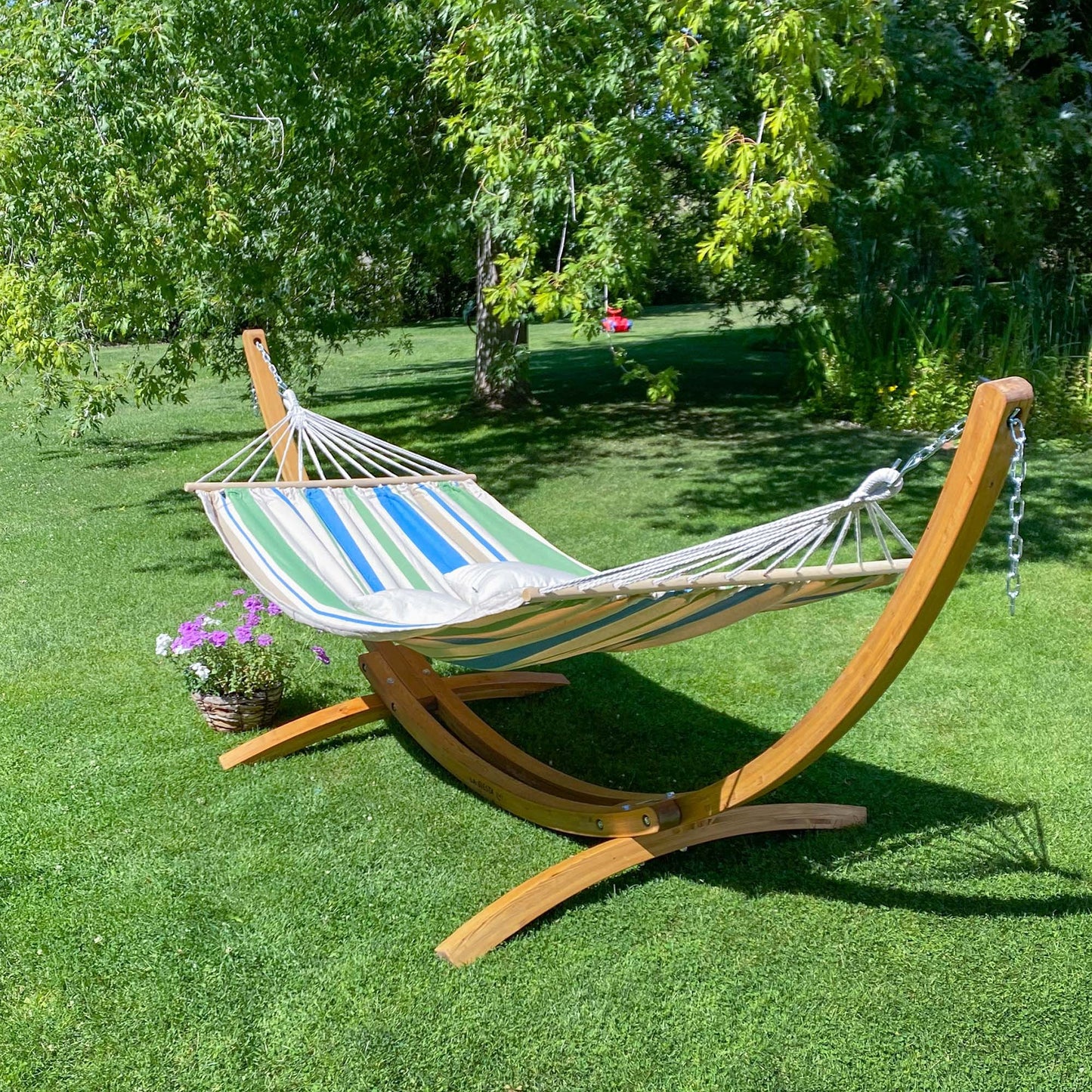 Αιώρα με ξύλινη ράβδο Chillounge Palma Green Bay & σταντ Ευκάλυπτου CH-PA30-34