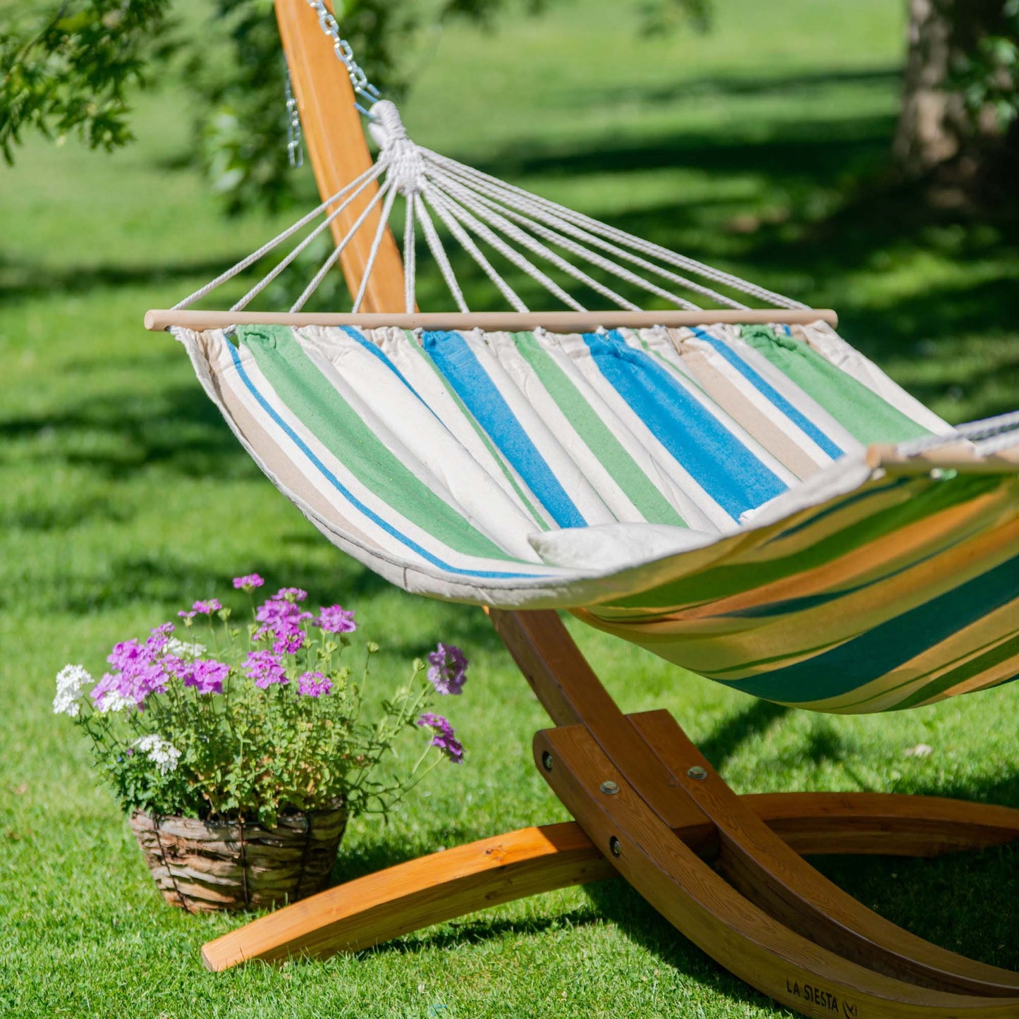 Αιώρα με ξύλινη ράβδο Chillounge Palma Green Bay & σταντ Ευκάλυπτου CH-PA30-34