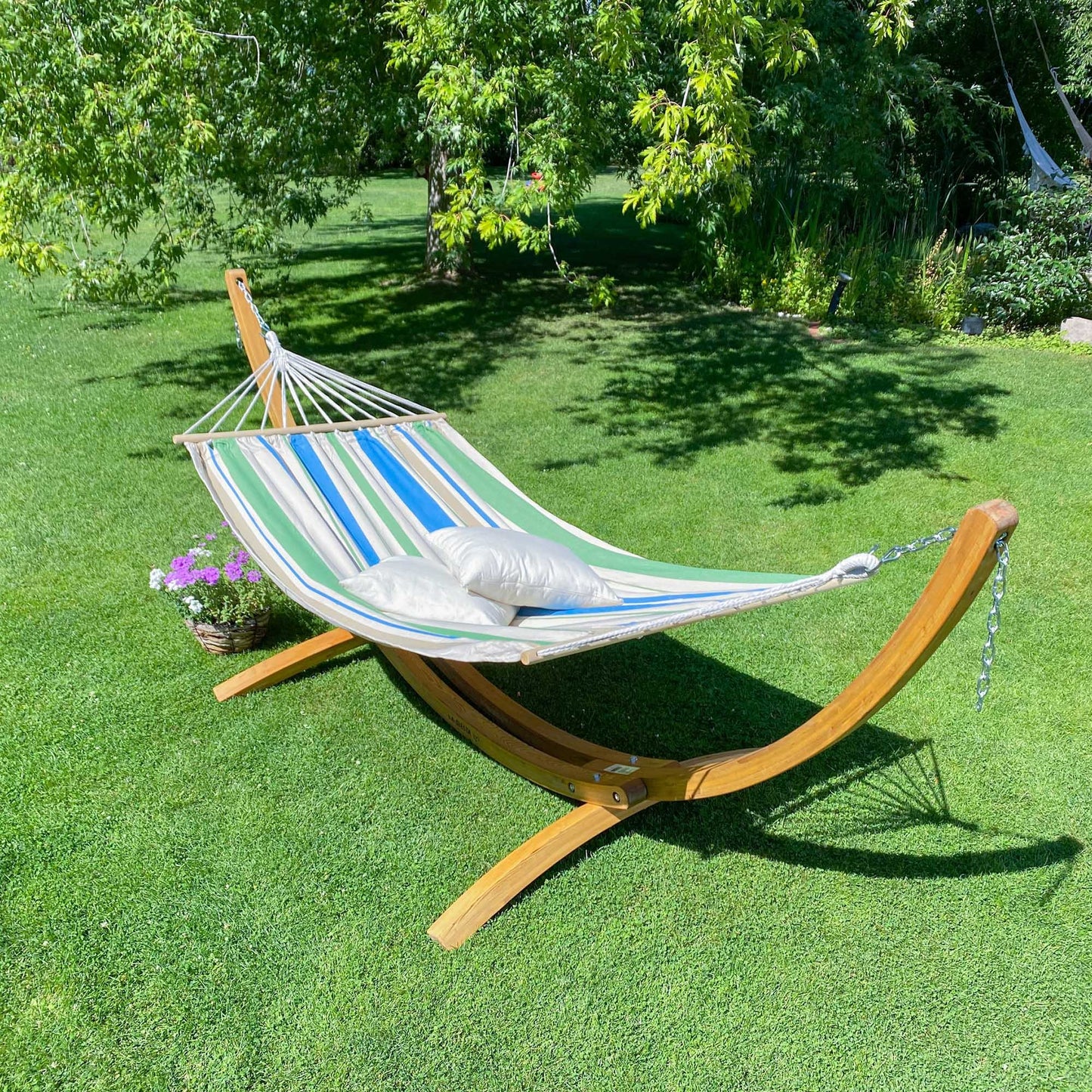 Αιώρα με ξύλινη ράβδο Chillounge Palma Green Bay & σταντ Ευκάλυπτου CH-PA30-34
