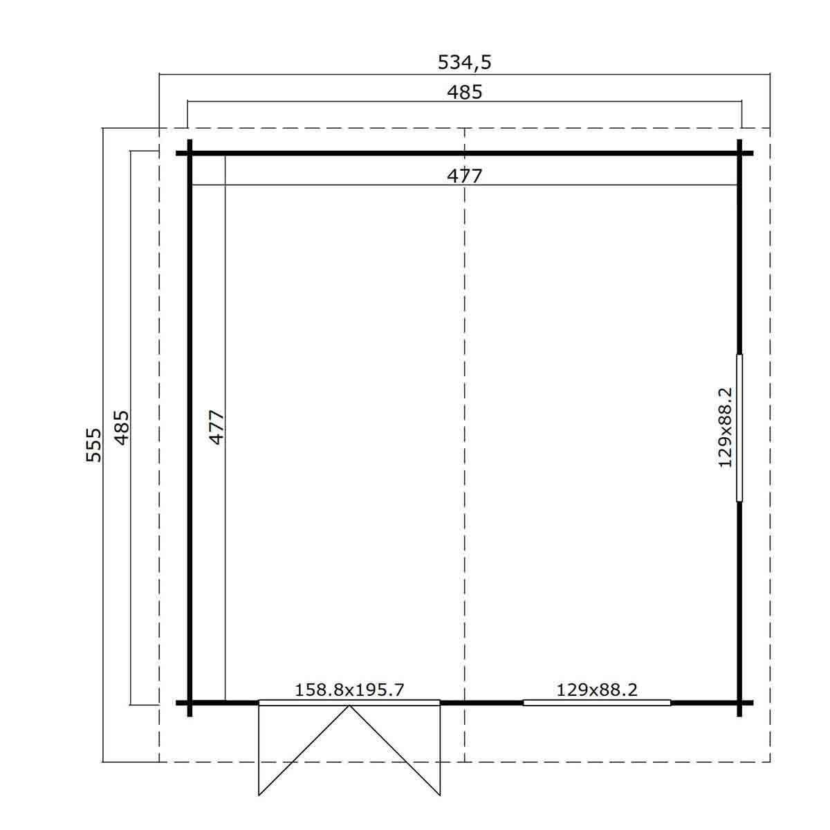 Ξύλινο σπίτι Τερψιχόρη 505 x 505εκ. 4016100