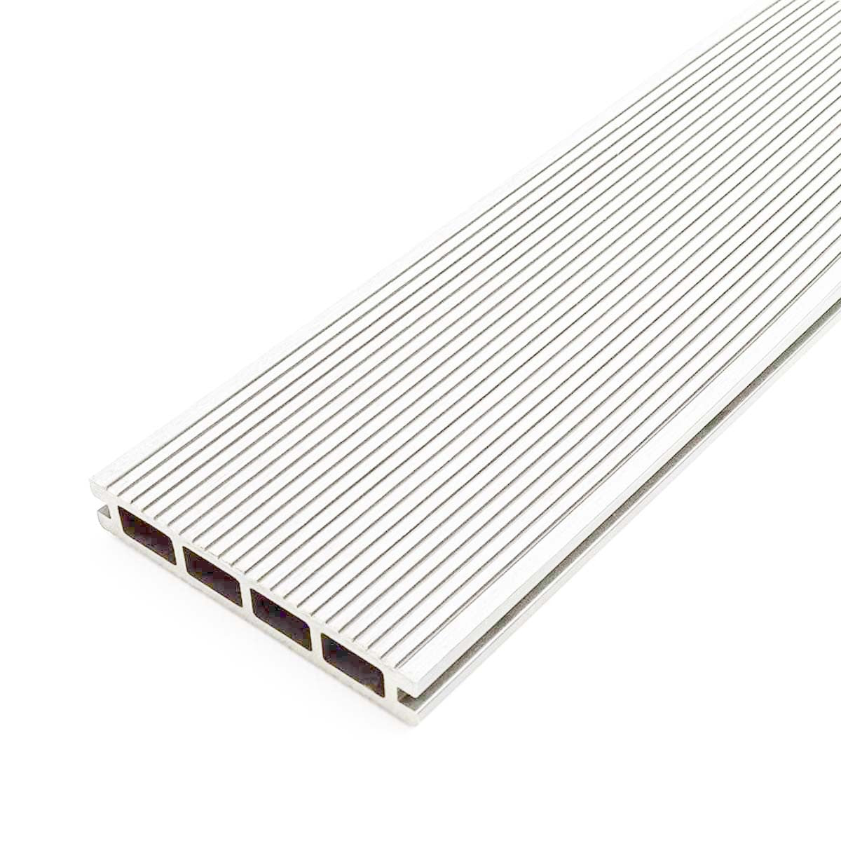 Σανίδα πατώματος WPC γραμμωτή 2,4 x 14,6 x 360εκ. | λευκό/εκρού 90639