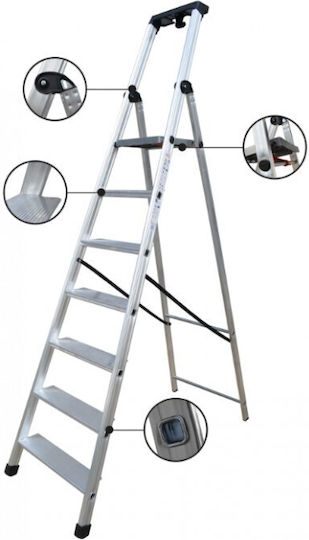ΣΚΑΛΑ ΑΛΟΥΜΙΝΙΟΥ 8+1 ΕΝΙΣΧΥΜΕΝΗ MAX 110 304109