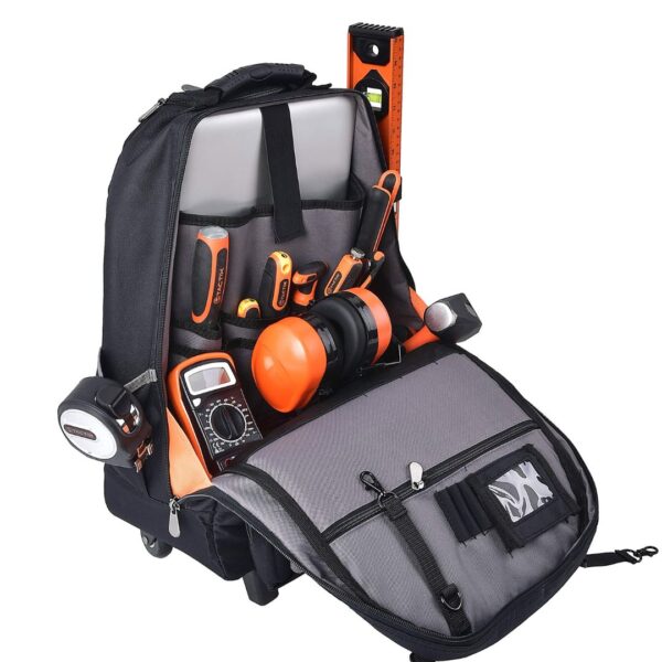 TACTIX 323157 Τσάντα Εργαλείων Τροχήλατη με 18 θήκες και τηλεσκοπική λαβή 500x360x210mm