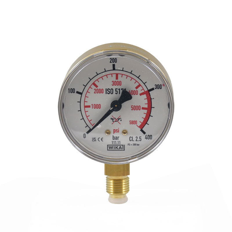 OXYTURBO: ΜΑΝΟΜΕΤΡΟ MAXY ARGON/CO2 Φ 63 mm - RANGE 0-400 bar - RED MARK 300 bar - G1/4 MALE - WIKA