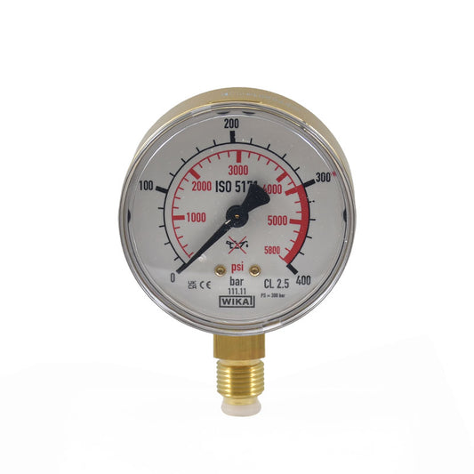 OXYTURBO: ΜΑΝΟΜΕΤΡΟ MAXY ARGON/CO2 Φ 63 mm - RANGE 0-400 bar - RED MARK 300 bar - G1/4 MALE - WIKA