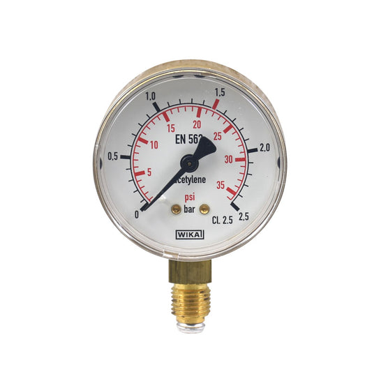 OXYTURBO: ΜΑΝΟΜΕΤΡΟ MAXY ΑΣΕΤΥΛΙΝΗΣ LP - Φ 63 mm - RANGE 0-2.5 bar - RED MARK 1.5 bar - G1/4 MALE - WIKA