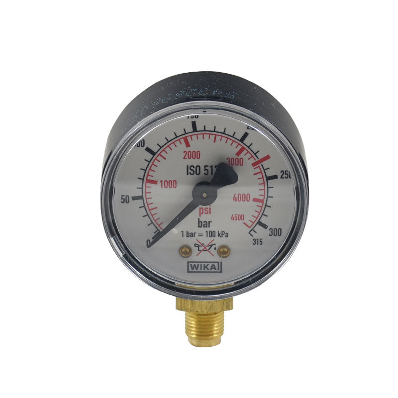 OXYTURBO: ΜΑΝΟΜΕΤΡΟ MINI ARGON/CO2 HP - Φ 50  mm - RANGE 0-315 bar - RED MARK 230 bar - G1/8 MALE - WIKA