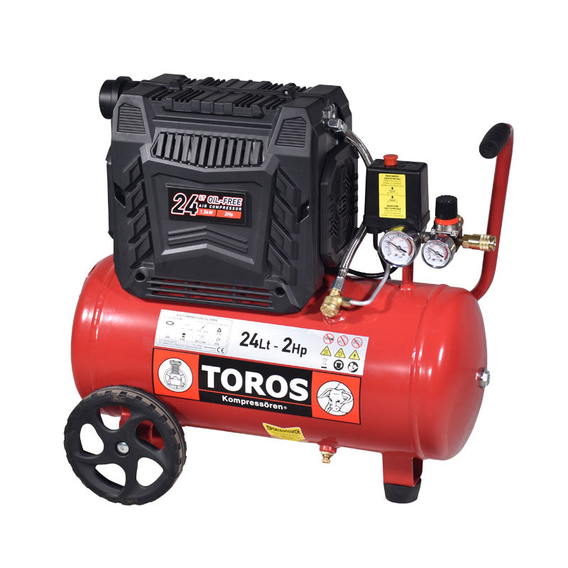 TOROS: ΑΕΡΟΣΥΜΠΙΕΣΤΗΣ OILFREE ΧΑΜΗΛΟΥ ΘΟΡΥΒΟΥ (SEMISILENT) 24LT/2,0HP