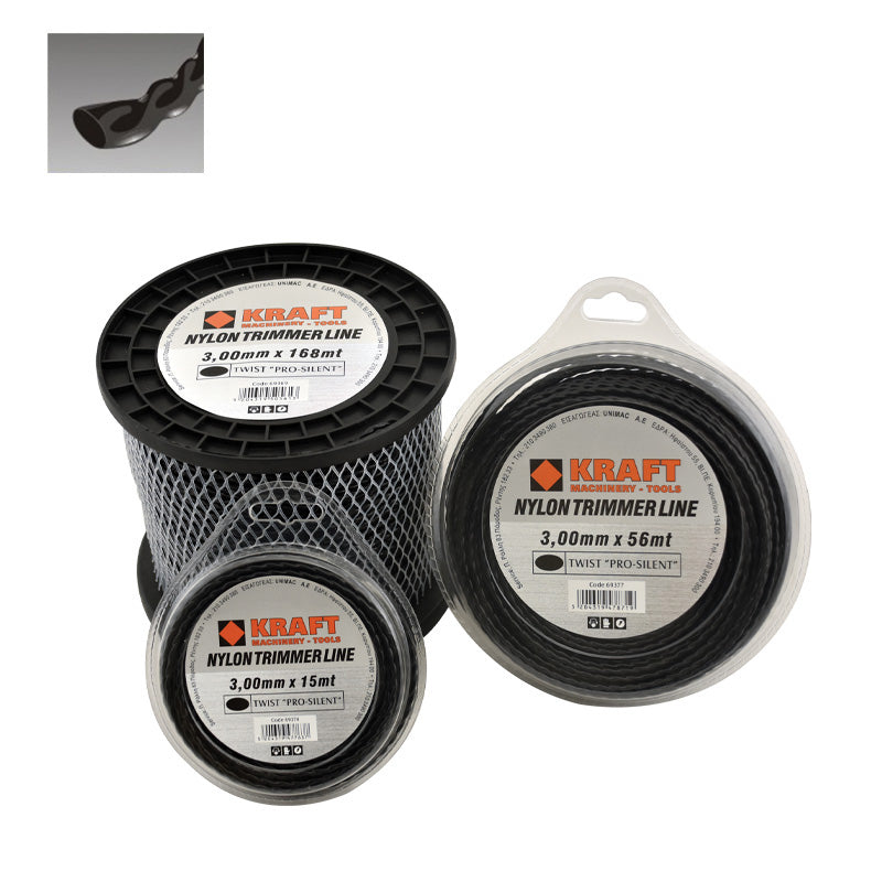 KRAFT: ΜΕΣΙΝΕΖΑ - ΝΗΜΑ ΚΟΠΗΣ ΕΛΙΚΟΕΙΔΗΣ TWIST ''PRO SILENT'' Φ 2.40mm ΣΥΣΚΕΥΑΣΙΑ 102 ΜΕΤΡΑ (450gr)
