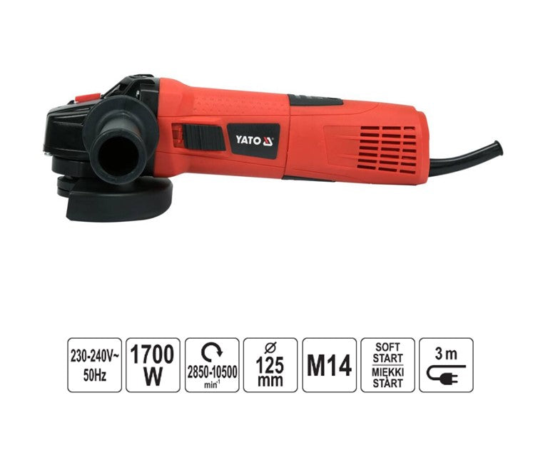 ΓΩΝΙΑΚΟΣ ΤΡΟΧΟΣ 1700W 125MM YT-821024 ΡΥΘΜΙΖΟΜΕΝΟΣ