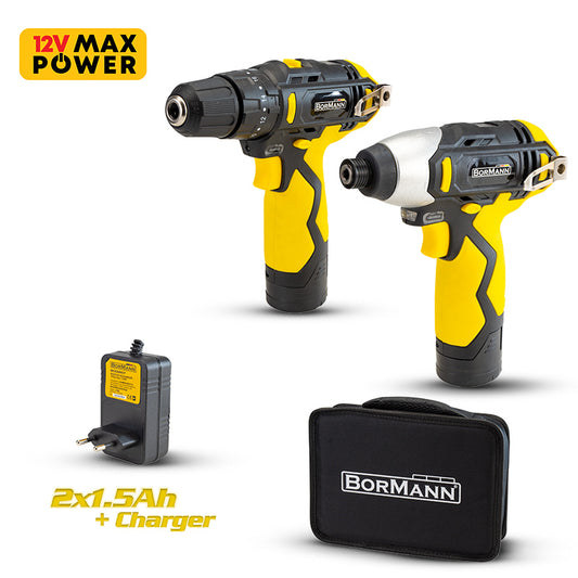 BORMANN BCD2050 Δραπ/Βιδο Κρουστικό 12V, 28Nm, 2 Ταχύτητες & Παλμικό Κατσαβίδι 12V, 100Nm, 2X1.5Ah