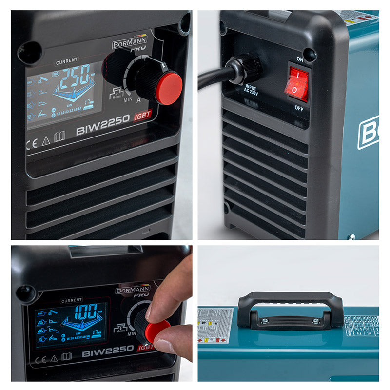 BORMANN Pro BIW2250 Ηλεκτροκόλληση Inverter Απόδοση 250Α/60%, Ψηφ.Οθόνης, Μεγ.Ηλεκτρόδιο 5mm