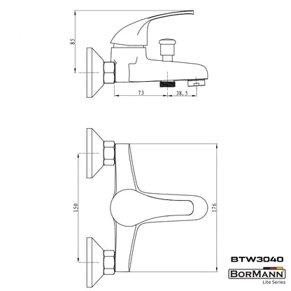 BORMANN BTW3040 Μπαταρία Μπάνιου "Iris" 40mm Αναμεικτική Με Σετ Ντους 830G