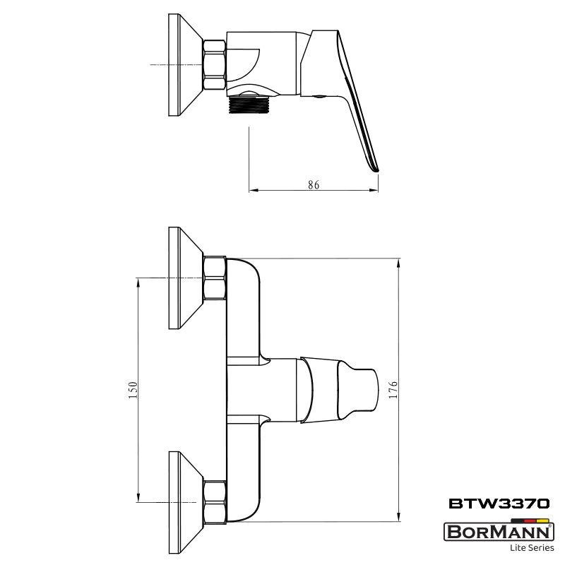 BORMANN BTW3370 Μπαταρία Μπάνιου Spring, 35mm, Αναμεικτική, 610G Με Σετ Ντους