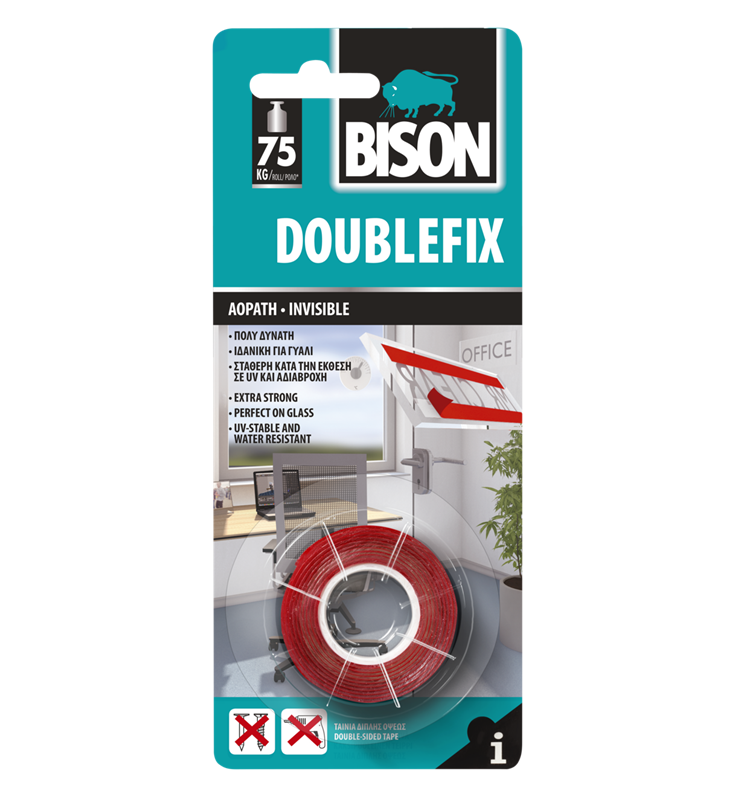 DOUBLEFIX INVISIBLE ΤΑΙΝΙΑ ΔΙΠΛΗΣ ΟΨΗΣ 1,5MX19MM BLISTER BISON