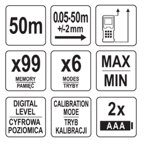 ΑΠΟΣΤΑΣΙΟΜΕΤΡΟ LASER 50M YT-731251