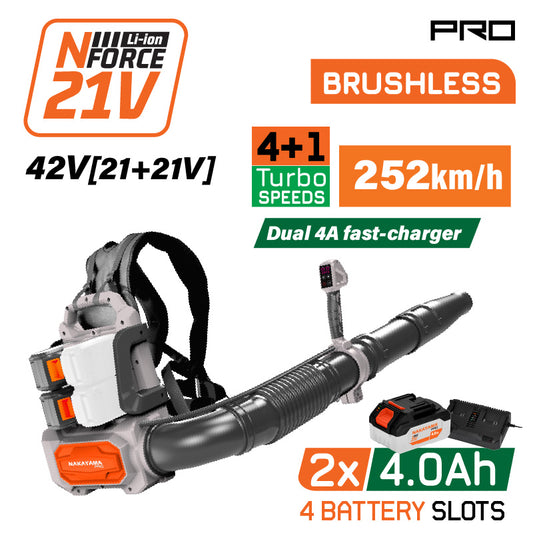 NAKAYAMA Pro EC1723X44 Φυσητήρας Πλάτης Βrushless Μπαταρίας 42V,Li-Ion,2x4.0Ah,252km/h