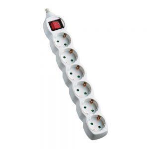 Πολύμπριζο μαύρο 6θ με διακόπτη με μήκος 1,5m