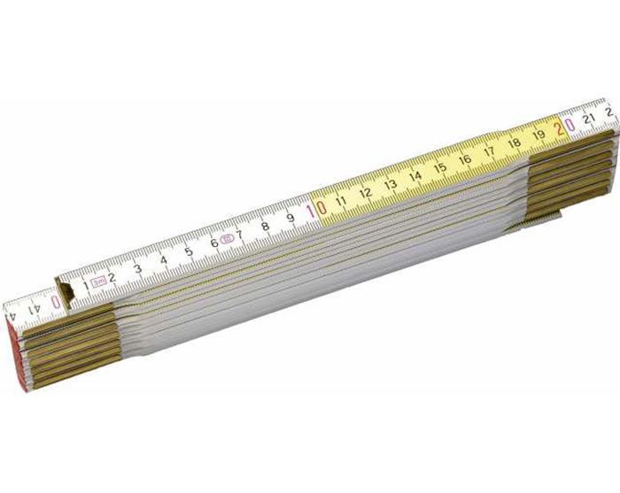 Μέτρο ξύλινο σπαστό άσπρο - κίτρινο 2m 0-35-458