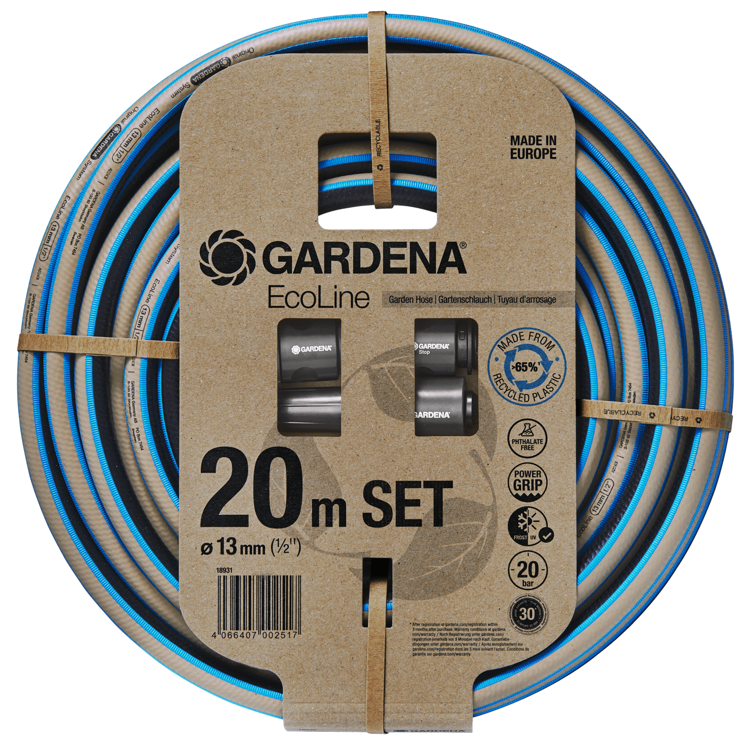 18931-20 Λάστιχο Gardena Ecoline 1/2" - 20m σετ με συνδέσμους & ακροφύσιο