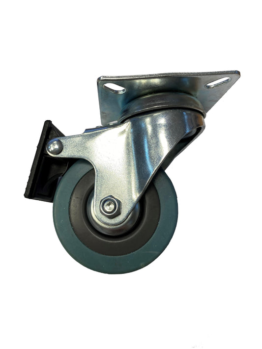 Ρόδα γκρι περιστρεφόμενη με φρένο 50x17mm, αντοχή 35Kg