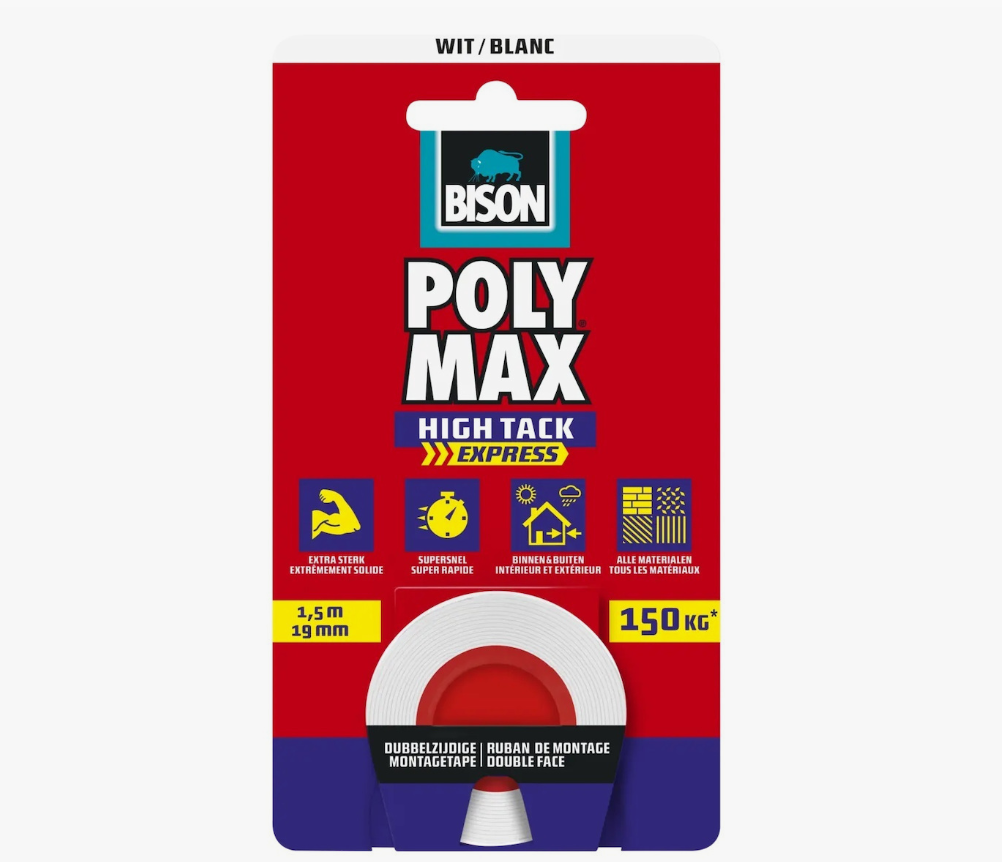 POLYMAX TAPE WHITE ΤΑΙΝΙΑ ΔΙΠΛΗΣ ΟΨΗΣ 1,5MX19MM BISON
