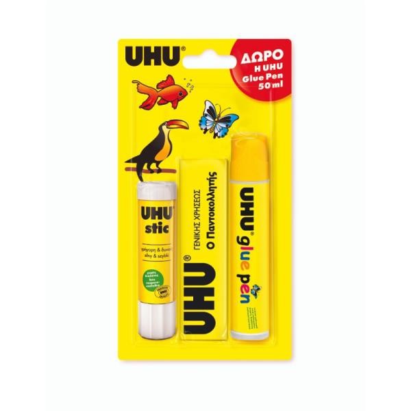 ΚΟΛΛΕΣ ΣΕΤ STIC 21GR+AP 35ML+ ΔΩΡΟ GLUE PEN 50ML UHU