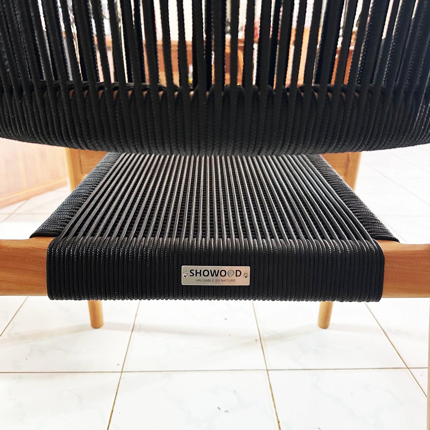 Premium Καρέκλα Teak με Μαύρα Σχοινιά